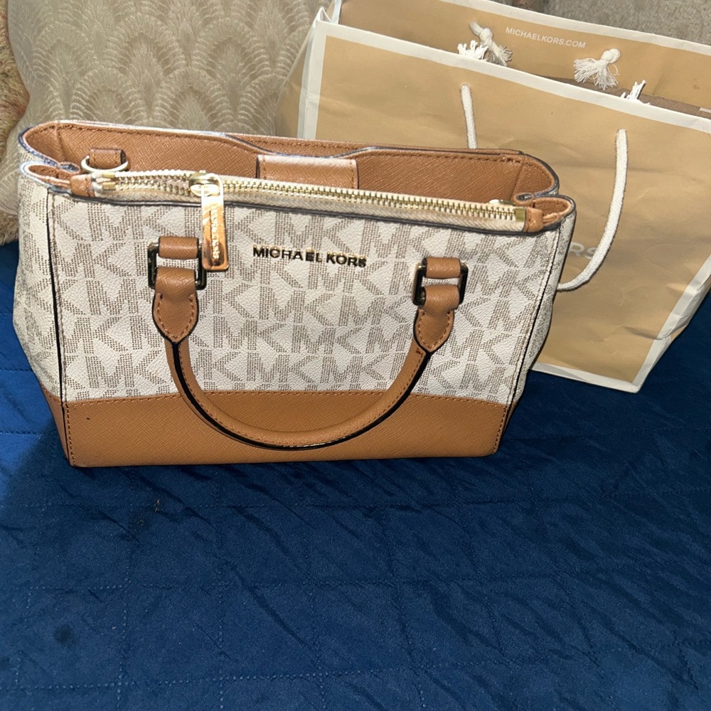 Michael Kors Tan and Cream Satchel